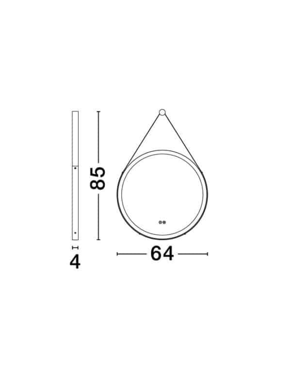 Oglinda rotundă cu iluminare LED frontală, sistem de dezaburire și sistem touch Nova Luce REMS diametrul 64 cm