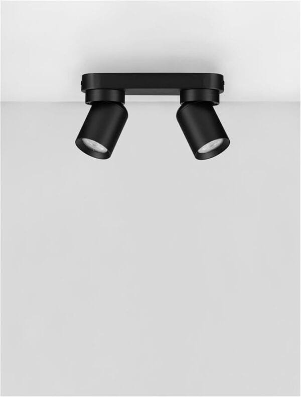 Plafoniera cu două spoturi LED negre Nova Luce Amecy GU10 2x10W