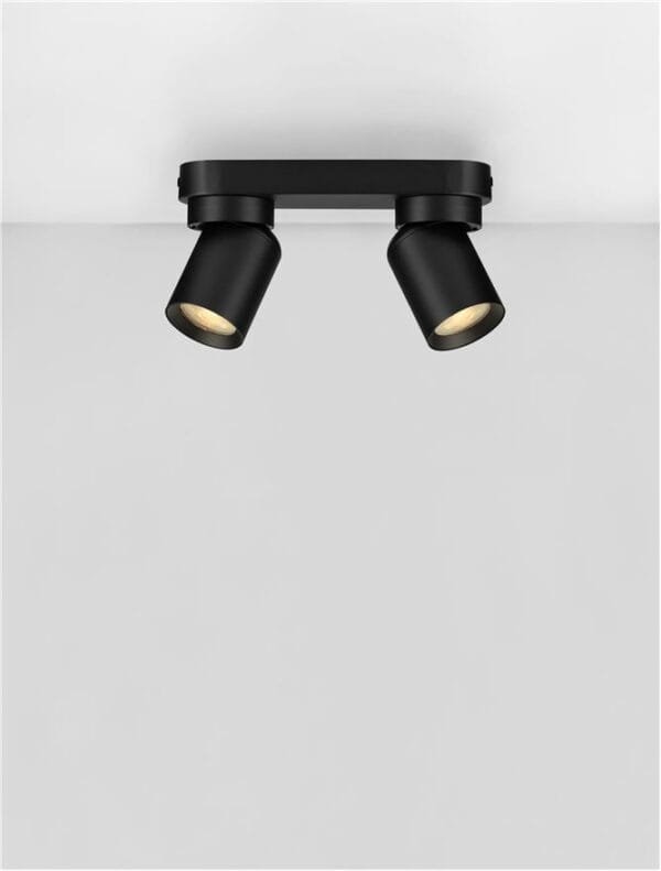 Plafoniera cu două spoturi LED negre Nova Luce Amecy GU10 2x10W