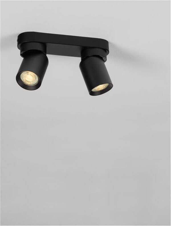 Plafoniera cu două spoturi LED negre Nova Luce Amecy GU10 2x10W