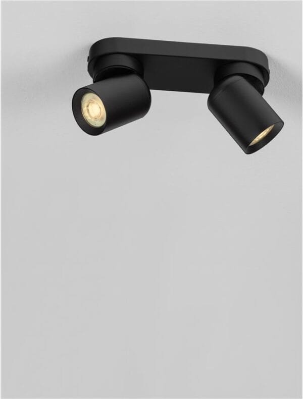 Plafoniera cu două spoturi LED negre Nova Luce Amecy GU10 2x10W