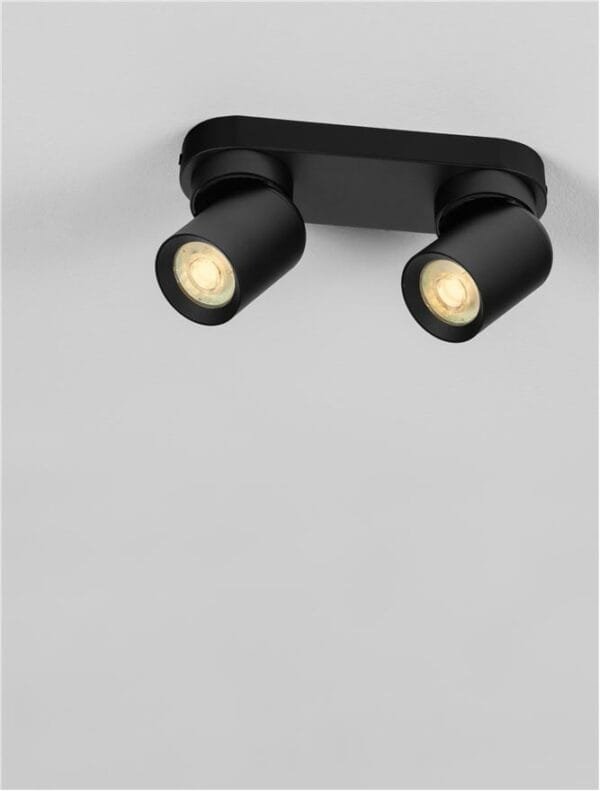 Plafoniera cu două spoturi LED negre Nova Luce Amecy GU10 2x10W