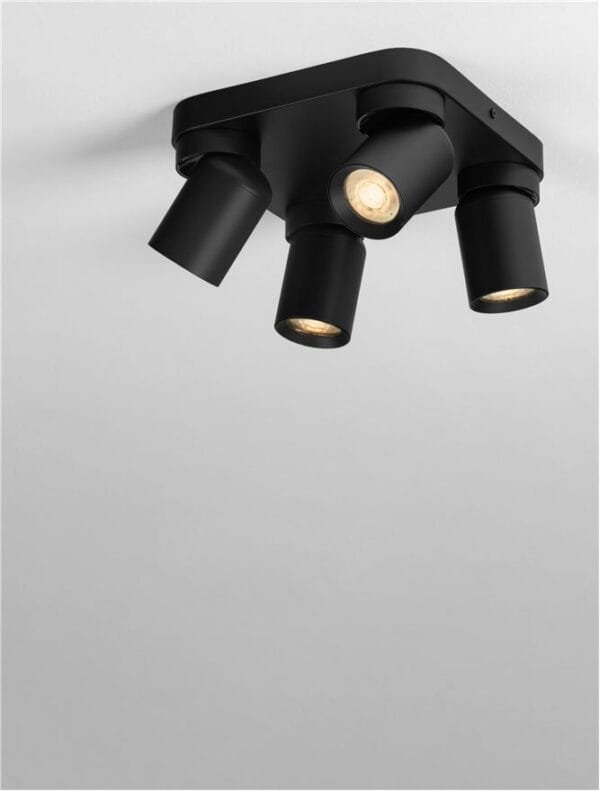 Plafoniera cu patru spoturi LED negre Nova Luce Amecy GU10 4x10W