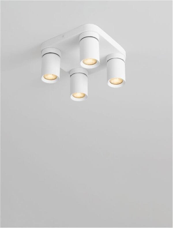 Plafonieră cu patru spoturi LED albe Nova Luce Amecy GU10 4x10W