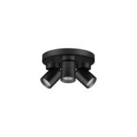 Plafonieră rotundă cu trei spoturi LED negre Nova Luce Amecy GU10 3x10W
