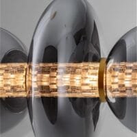 Lustra suspendată dimabilă Nova Luce Navi auriu-fumurie