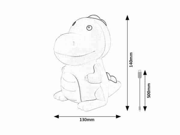 Veioză bebeluși și copii RGB, LED cu încărcare USB Rabalux Dinoo