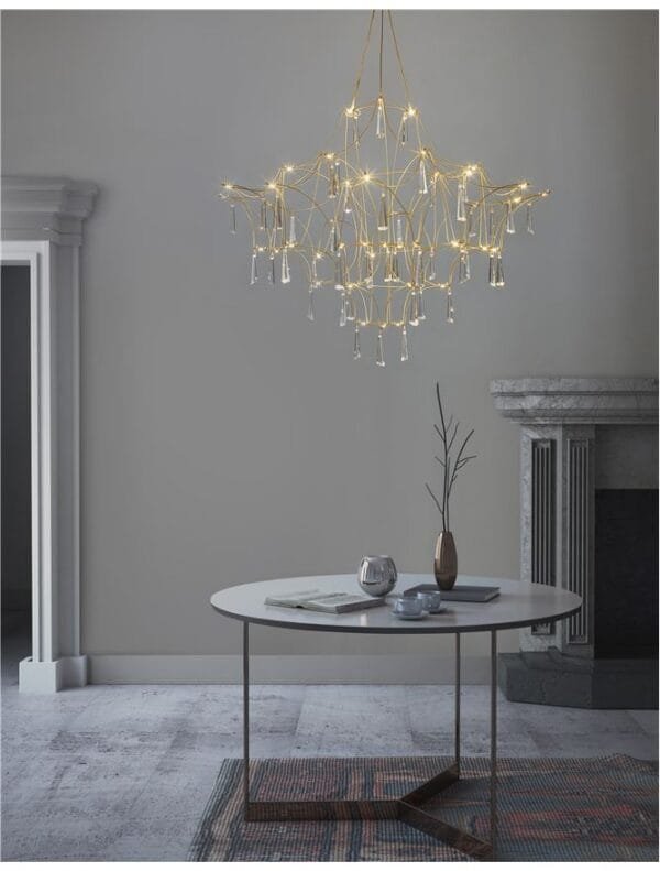 Candelabru auriu cu cristale LED Nova Luce Goro