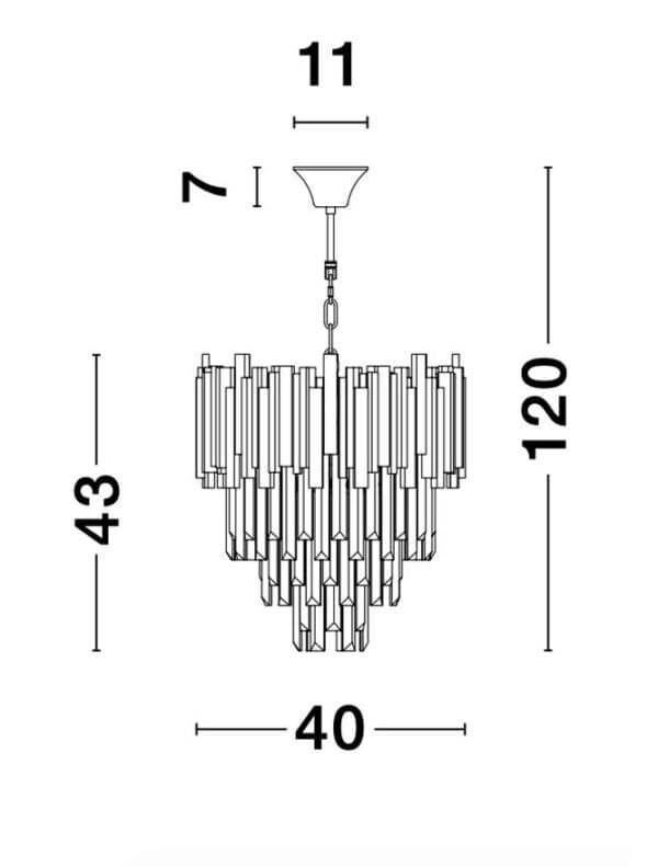 Candelabru din cristal și metal auriu Nova Luce Grane 4XE14
