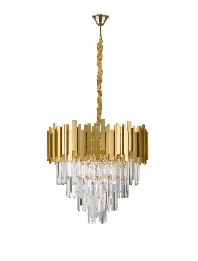 Candelabru din cristal și metal auriu Nova Luce Grane E14