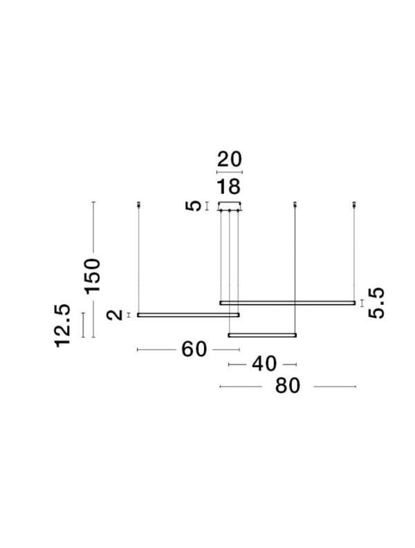 Lustră LED dimabilă neagră Nova Luce Purple 80W 3000K
