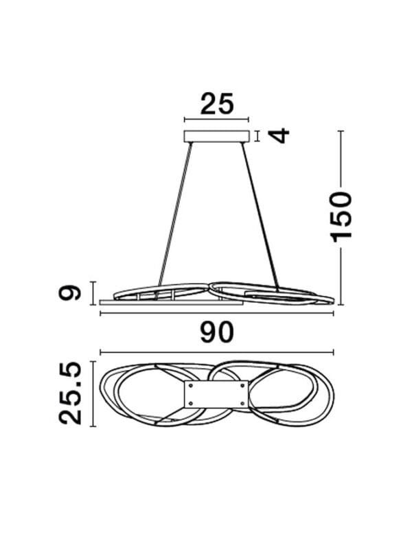 Lustră aurie LED Dimabilă Nova Luce Nudos 80W