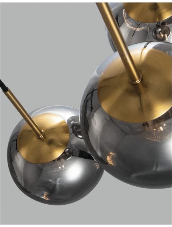 Pendul din metal auriu și sticlă fumurie Nova Luce Spada 3XE27 IP20