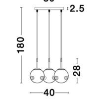 Pendul din metal auriu și sticlă fumurie Nova Luce Spada 3XE27 IP20