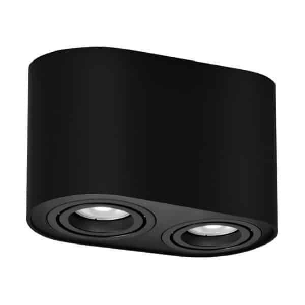 Spot aplicat negru mat cilindric dublu Rabalux Kobald GU10 IP20