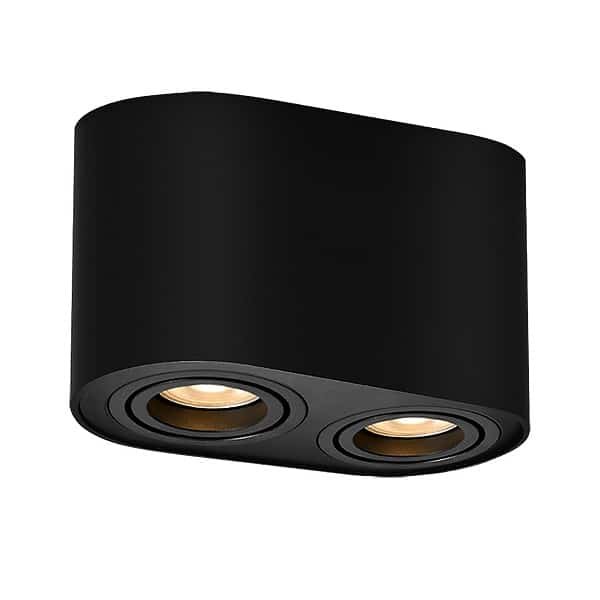 Spot aplicat negru mat cilindric dublu Rabalux Kobald GU10 IP20