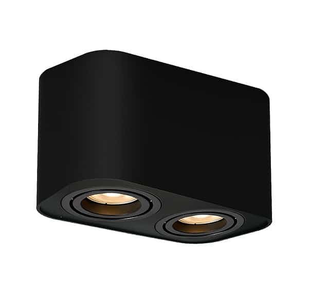 Spot aplicat negru mat dreptunghiular dublu Rabalux Kobald GU10 IP20