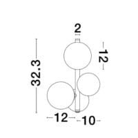 Aplică neagră cu globuri transparente Nova Luce Odillia G9 3x5W