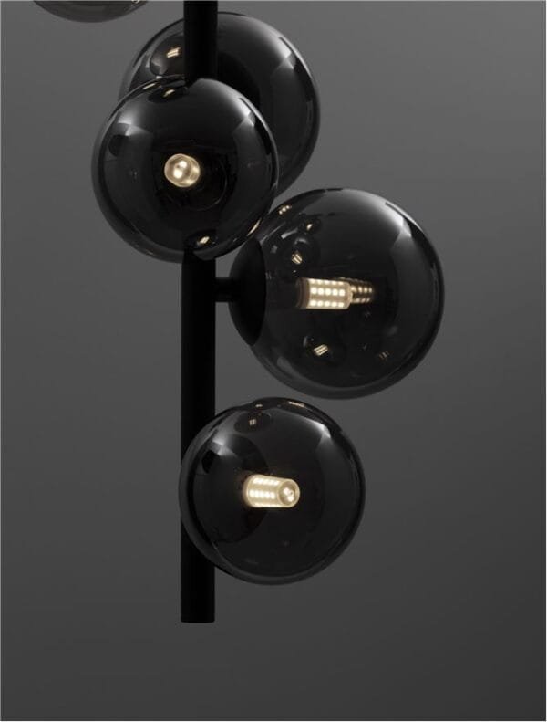 Pendul negru cu globuri fumurii Nova Luce Odillia G9 6x5W IP20