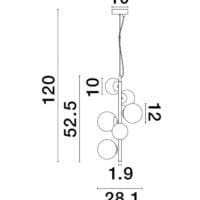 Pendul negru cu globuri fumurii Nova Luce Odillia G9 6x5W IP20