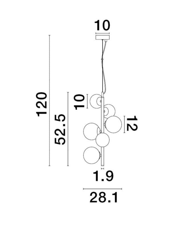 Pendul negru cu globuri fumurii Nova Luce Odillia G9 6x5W IP20