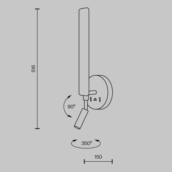 Aplica LED cu lumina ambientala si spot directionabil Maytoni Combo 10W negru