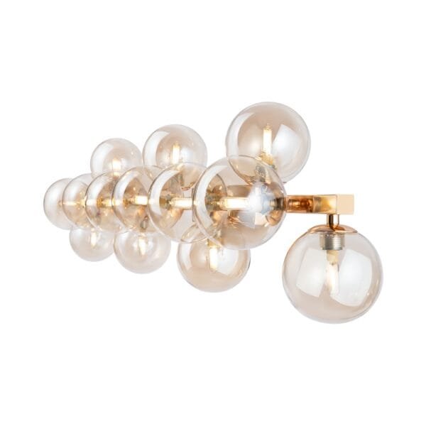Aplică aurie cu globuri de culoarea chihlimbarului Maytoni Dallas G9x13 28W