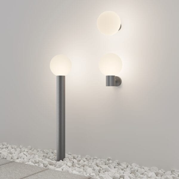 Aplică perete exterior cu glob Maytoni Bold gri E27 cu grad de protecție 54