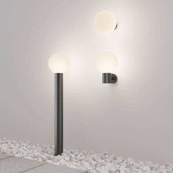 Aplică perete exterior cu glob Maytoni Bold negru E27 cu grad de protecție 54