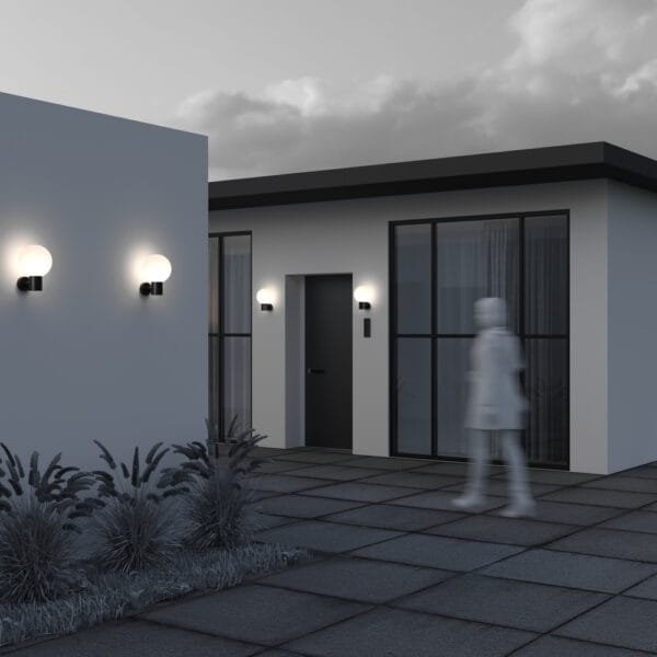 Aplică perete exterior cu glob Maytoni Bold negru E27 cu grad de protecție 54