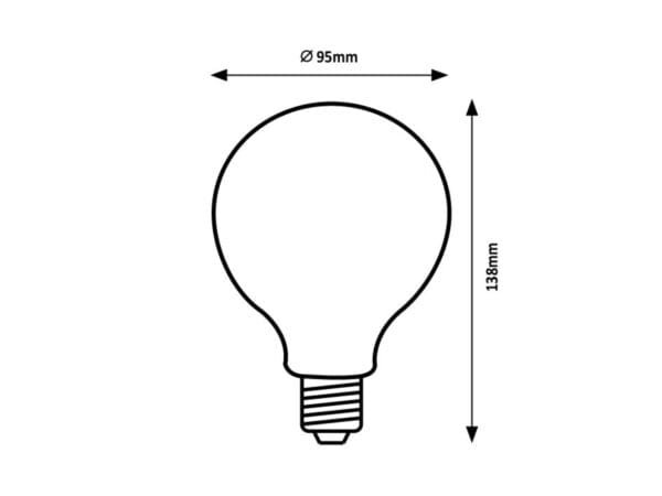 Bec LED cu filament 8W E27 G95 2700K (alb cald) 1055Lm RABALUX Milky