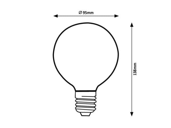 Bec Vintage E27 cu filament LED G95 4W 2200K (galben auriu), 350Lm RABALUX