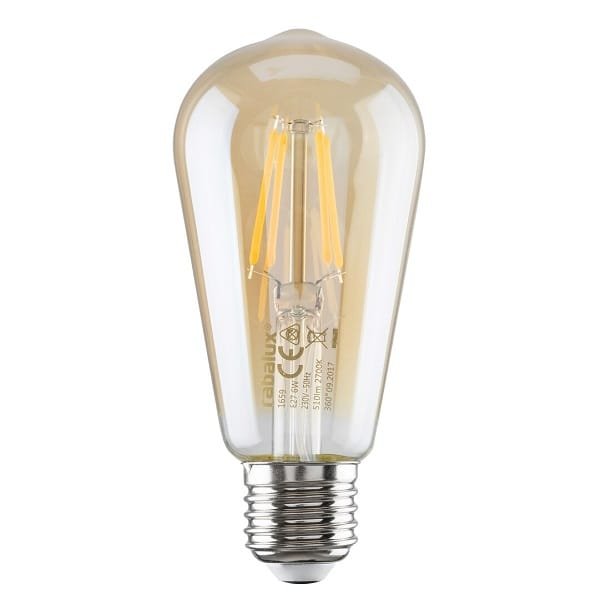 Bec decorativ LED E27 ST65 cu filament 5W 3000K (alb cald), 600Lm RABALUX