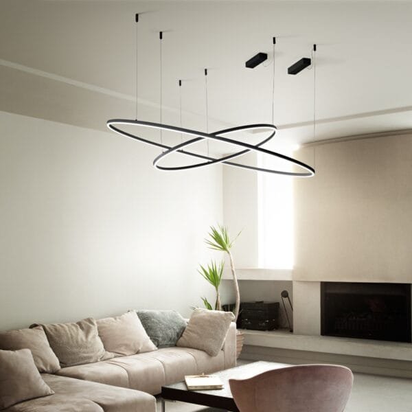 Lustră Led Dimabilă Cerc Negru Ideal Lux Oracle Slim D50 4000K 28W