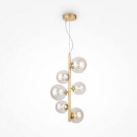Pendul auriu cu globuri de culoarea chihlibarului Maytoni Dallas G9x6 28W