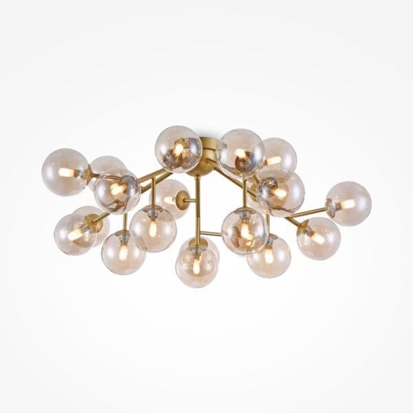 Plafonieră aurie cu globuri de culoarea chihlibarului Maytoni Dallas G9x20 28W