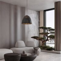 Pendul din hârtie neagră și mătase naturală de dud Nova Luce SOLIS E27 1x12W D50