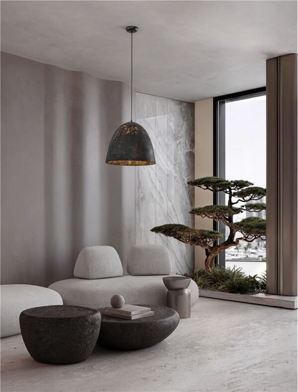 Pendul din hârtie neagră și mătase naturală de dud Nova Luce SOLIS E27 1x12W D50