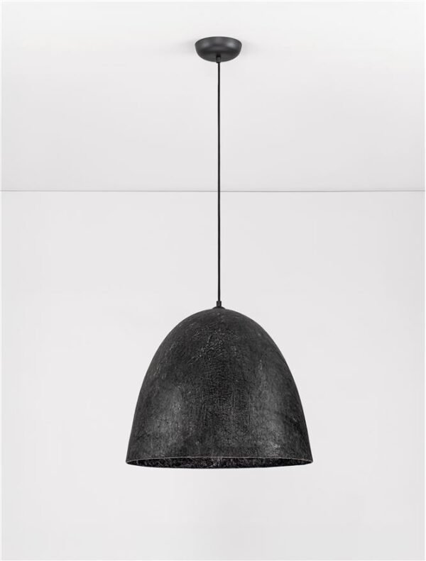 Pendul din hârtie neagră și mătase naturală de dud Nova Luce SOLIS E27 1x12W D50
