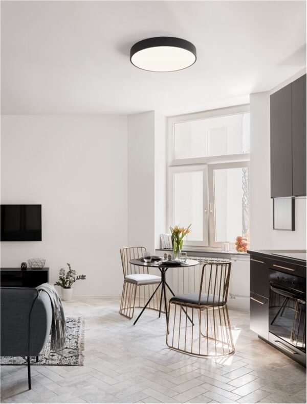 Plafonieră LED rotundă HADON Nova Luce 30W 1725Lm 3000K IP20 D50 neagră