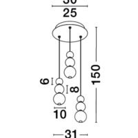 Lustră tip pendul cu globuri PERLA Nova Luce LED 23W 3000K IP20 dimabil crom