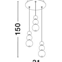Lustră tip pendul cu globuri PERLA Nova Luce LED 23W 3000K IP20 dimabil