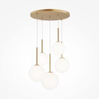 Lustră aurie cu globuri albe Maytoni Basic Form G9x5 40W 1 Lustră aurie cu globuri albe Maytoni Basic Form G9x5 40W