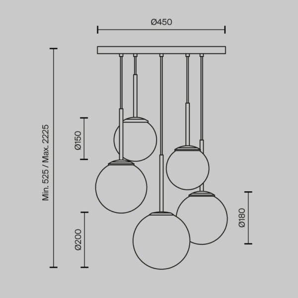 Lustră neagră cu globuri Maytoni Basic Form E14x5 40W 5 Lustră neagră cu globuri Maytoni Basic Form E14x5 40W