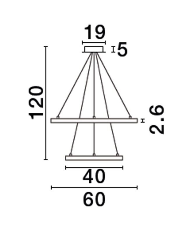 Lustră EMPATIA Nova Luce LED 60W cu lumină caldă 3000k dimabilă negru