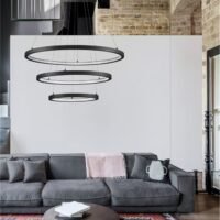 Lustră mare EMPATIA Nova Luce LED 108W cu lumină caldă 3000K dimabilă negru