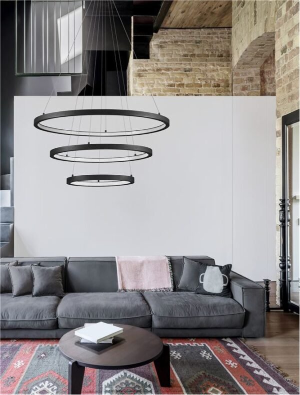 Lustră mare EMPATIA Nova Luce LED 108W cu lumină caldă 3000K dimabilă negru