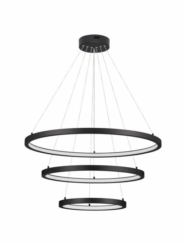 Lustră mare EMPATIA Nova Luce LED 108W cu lumină caldă 3000K dimabilă negru