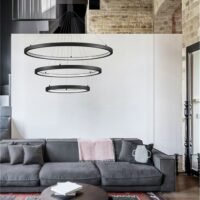 Lustra living EMPATIA Nova Luce LED 108W cu lumină caldă 3000K dimabilă negru