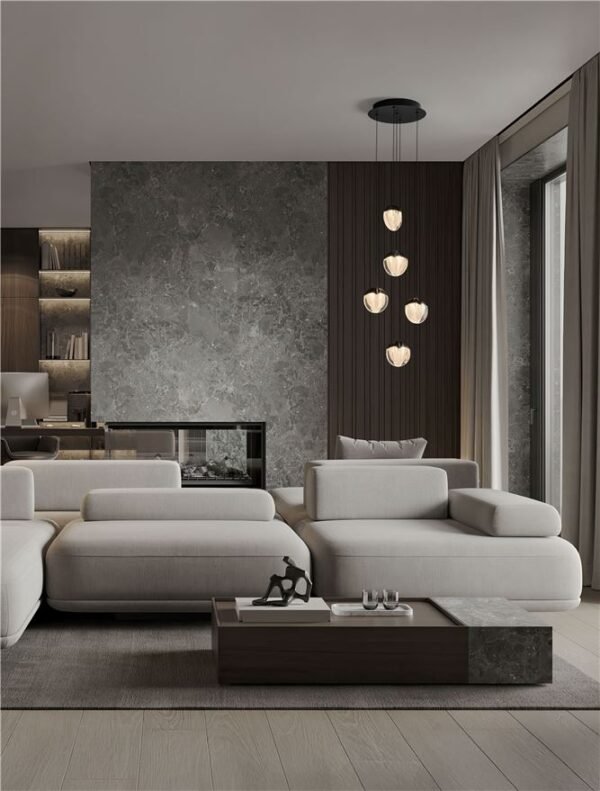 Lustră neagră ALICIA Nova Luce LED 25W 3000k Cloud Glass dimabil